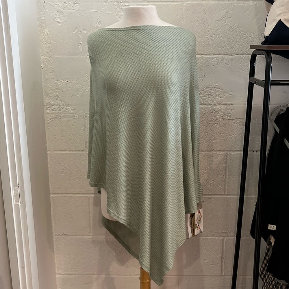 Coco+Carmen Sage Waffle Knit Poncho